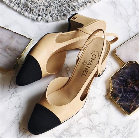 chanel shoes logo in heel|chanel classic slingback shoes.